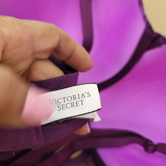 Victoria’s Secret Purple Lace Lined Wire Convertible Perfect Coverage 34DD - Picture 6 of 7
